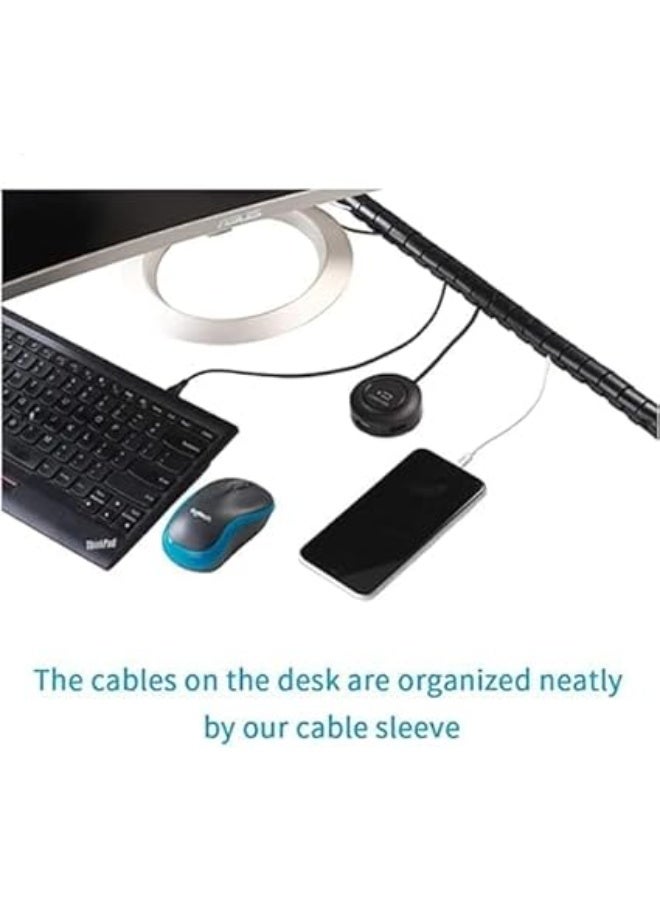 Cable Management Case Cable Wrap for Computer, TV and Home Office - Black (2 meters long, black) - Image 2